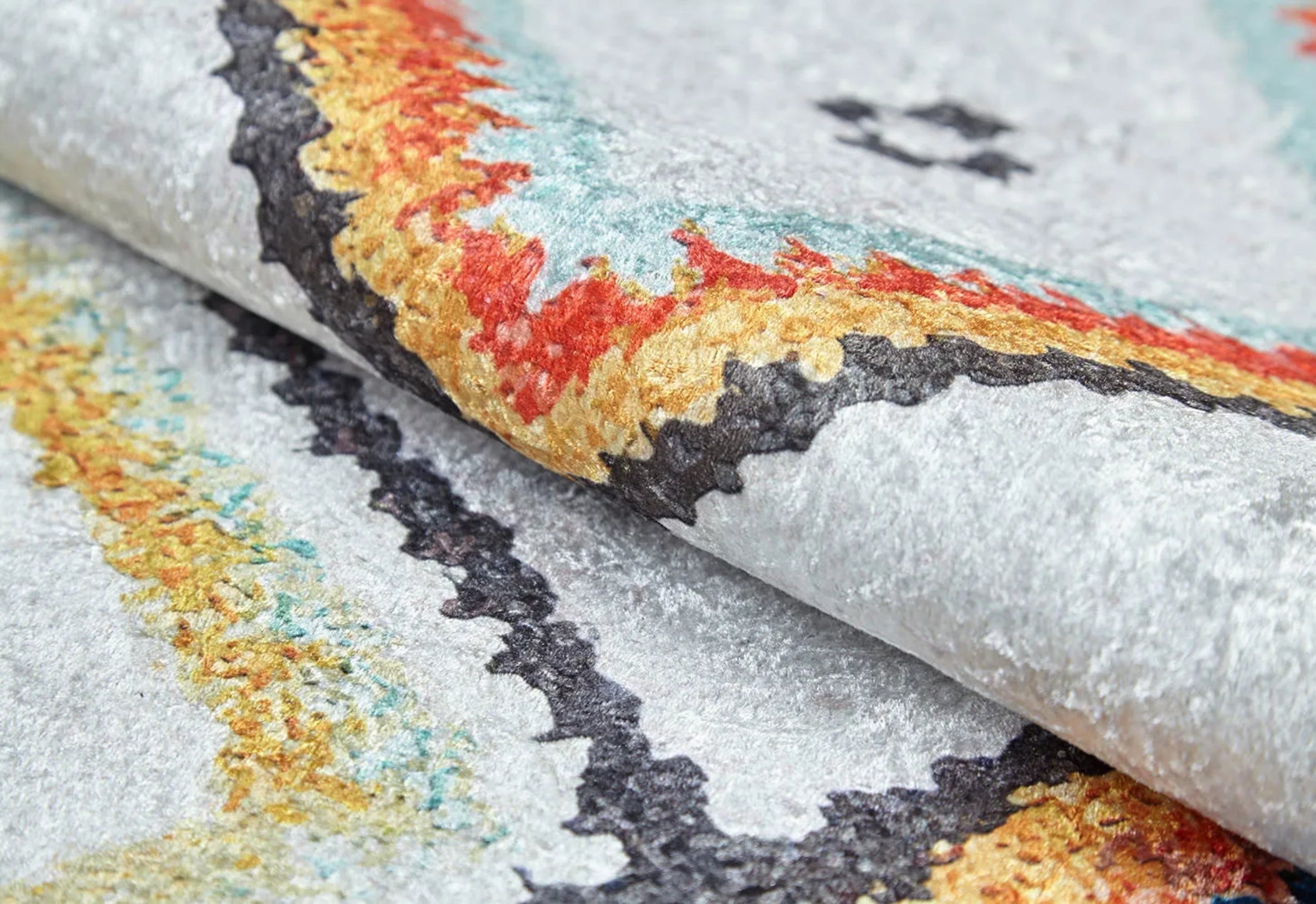 Red Geometric Area Rug - Digital Print Carpet | Antibacterial, Non Slip Rug