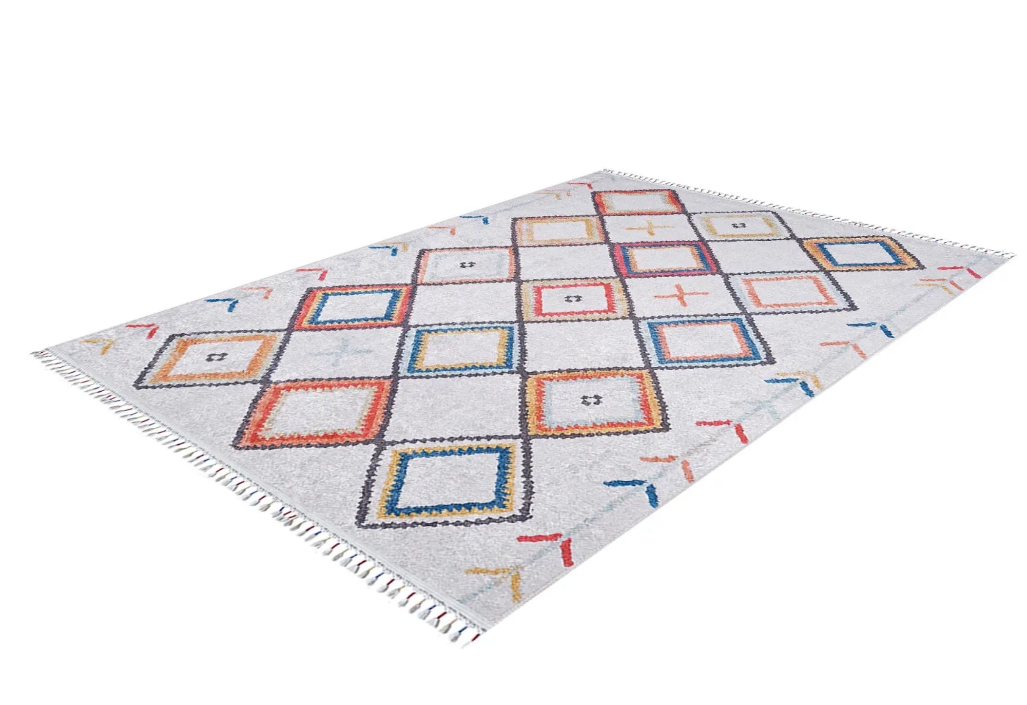 Red Geometric Area Rug - Digital Print Carpet | Antibacterial, Non Slip Rug