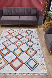 Red Geometric Area Rug - Digital Print Carpet | Antibacterial, Non Slip Rug