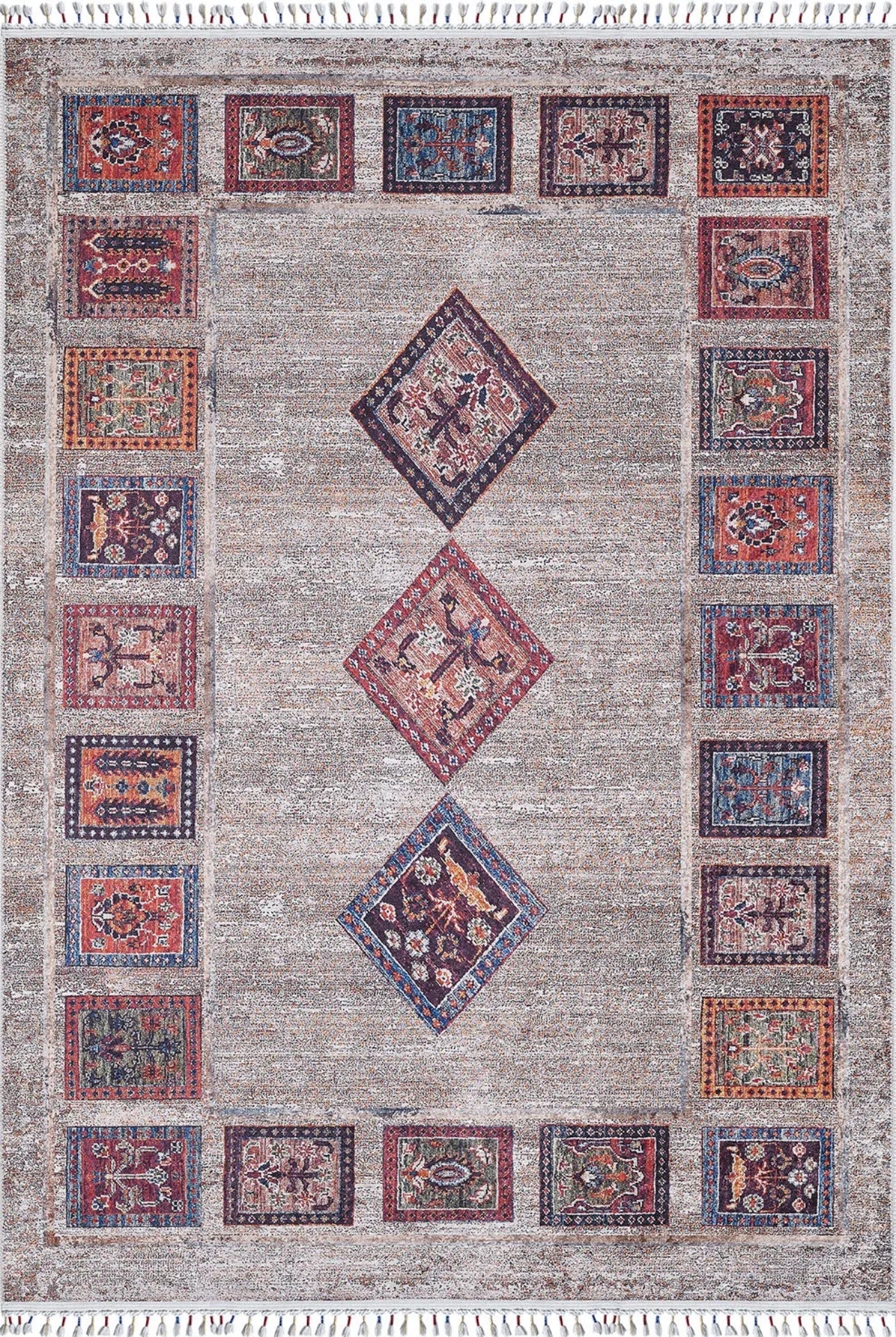 Grey Geometric Area Rug – Digital Print Rug | Non Slip Carpet, Washable & Antibacterial