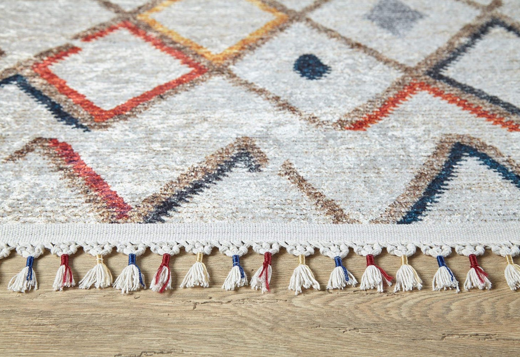 Geometric Area Rug – Cream Digital Print Carpet, Antibacterial Non Slip Mat