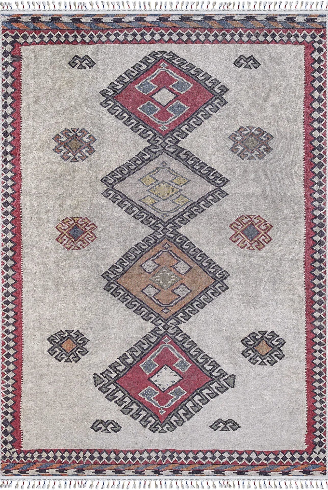 Grey Geometric Area Rug – Digital Print Non Slip Antibacterial Carpet for Living Room