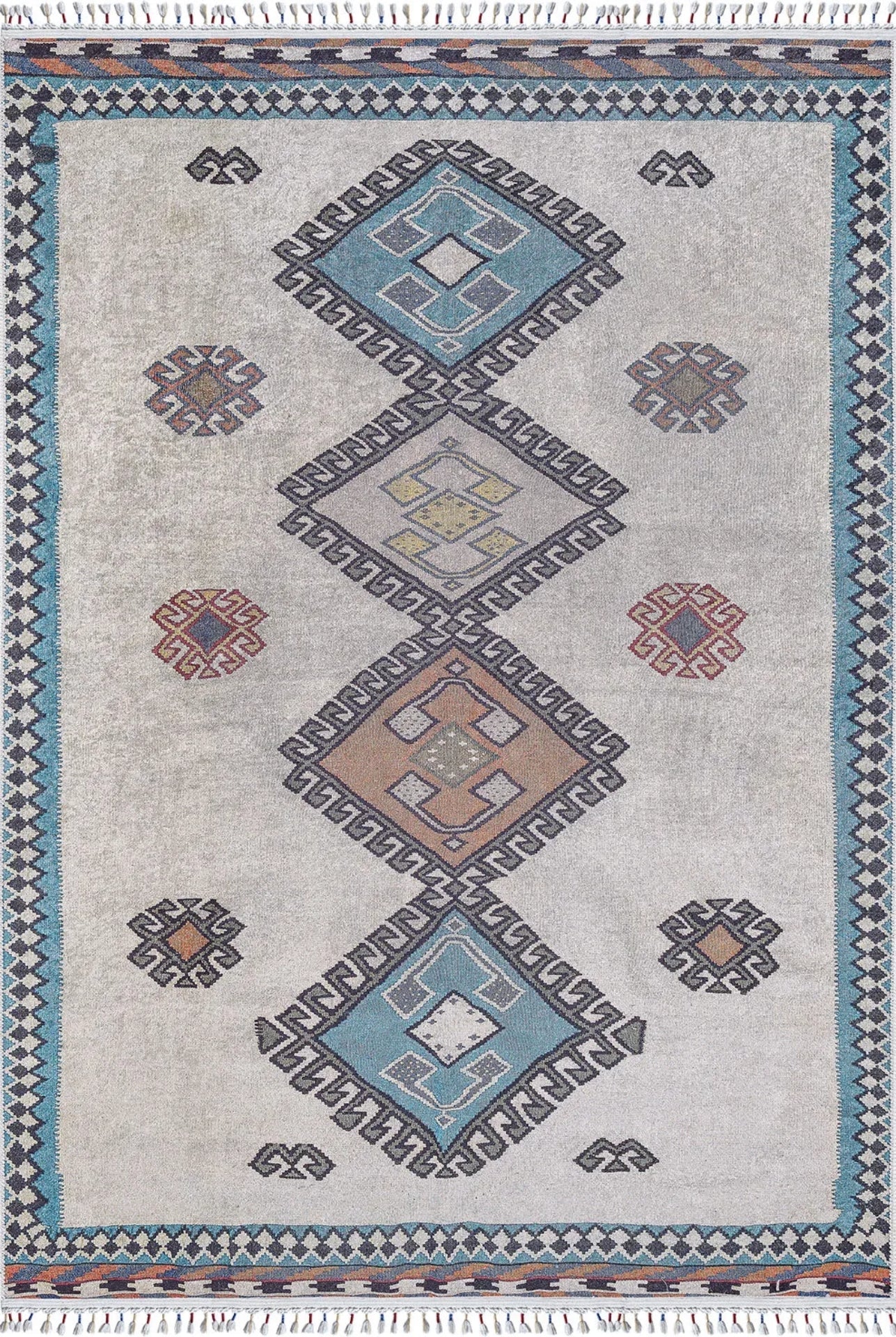 Grey Geometric Area Rug - Digital Print Carpet | Non Slip, Antibacterial Floor Mat