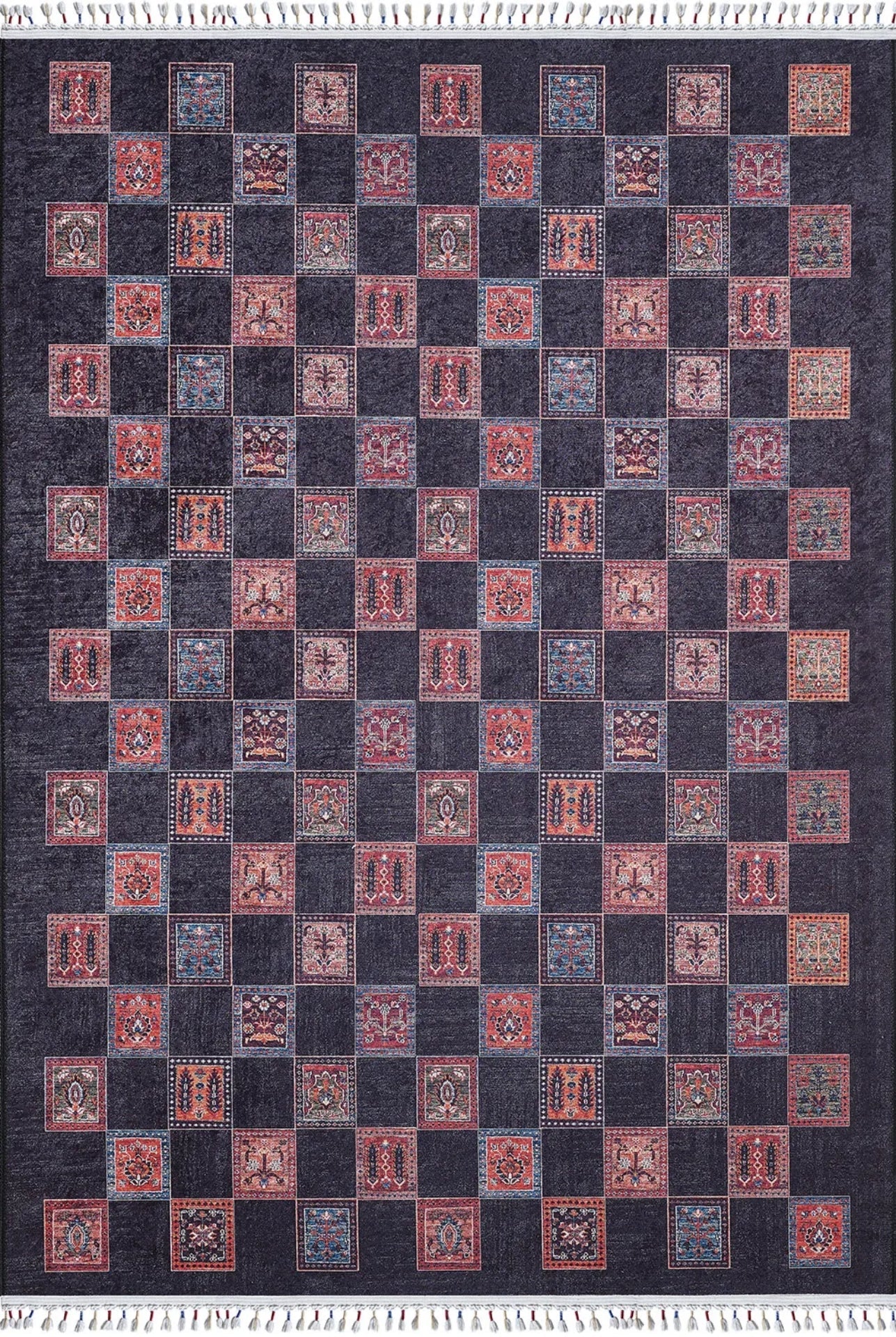 Black Geometric Area Rug – Digital Print Rug | Non Slip Carpet, Antibacterial