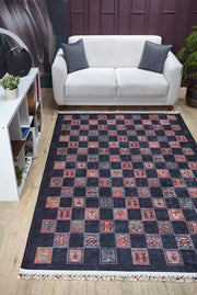 Black Geometric Area Rug – Digital Print Rug | Non Slip Carpet, Antibacterial