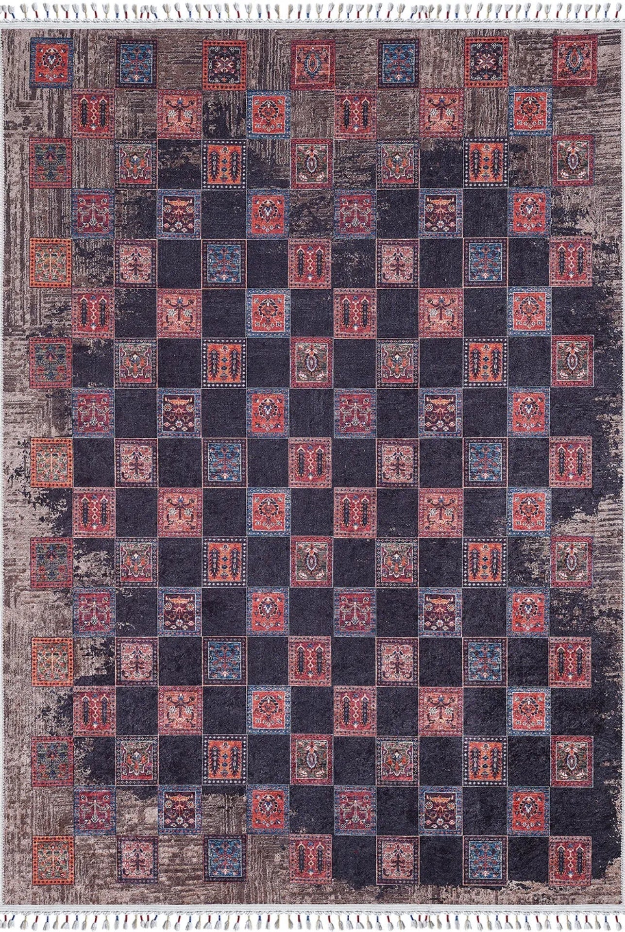 Geometric Area Rug – Brown Digital Print Rug | Antibacterial, Non Slip, Washable