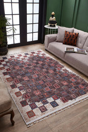 Brown Geometric Area Rug – Washable Non Slip Rug with Digital Print Carpet
