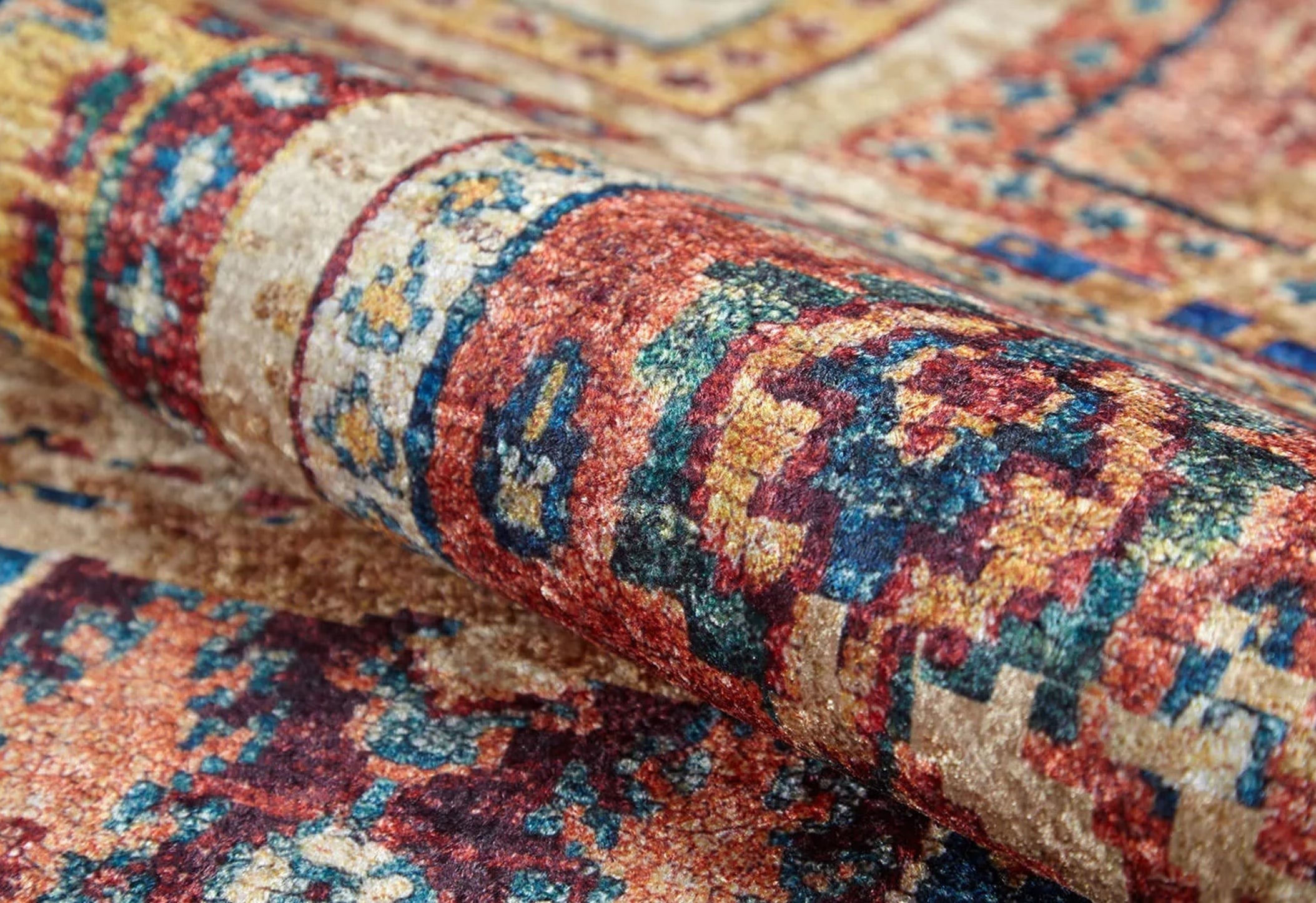 Brown Patchwork Area Rug – Digital Print Rug | Non Slip Carpet, Washable & Antibacterial