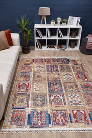 Brown Patchwork Area Rug – Digital Print Rug | Non Slip Carpet, Washable & Antibacterial