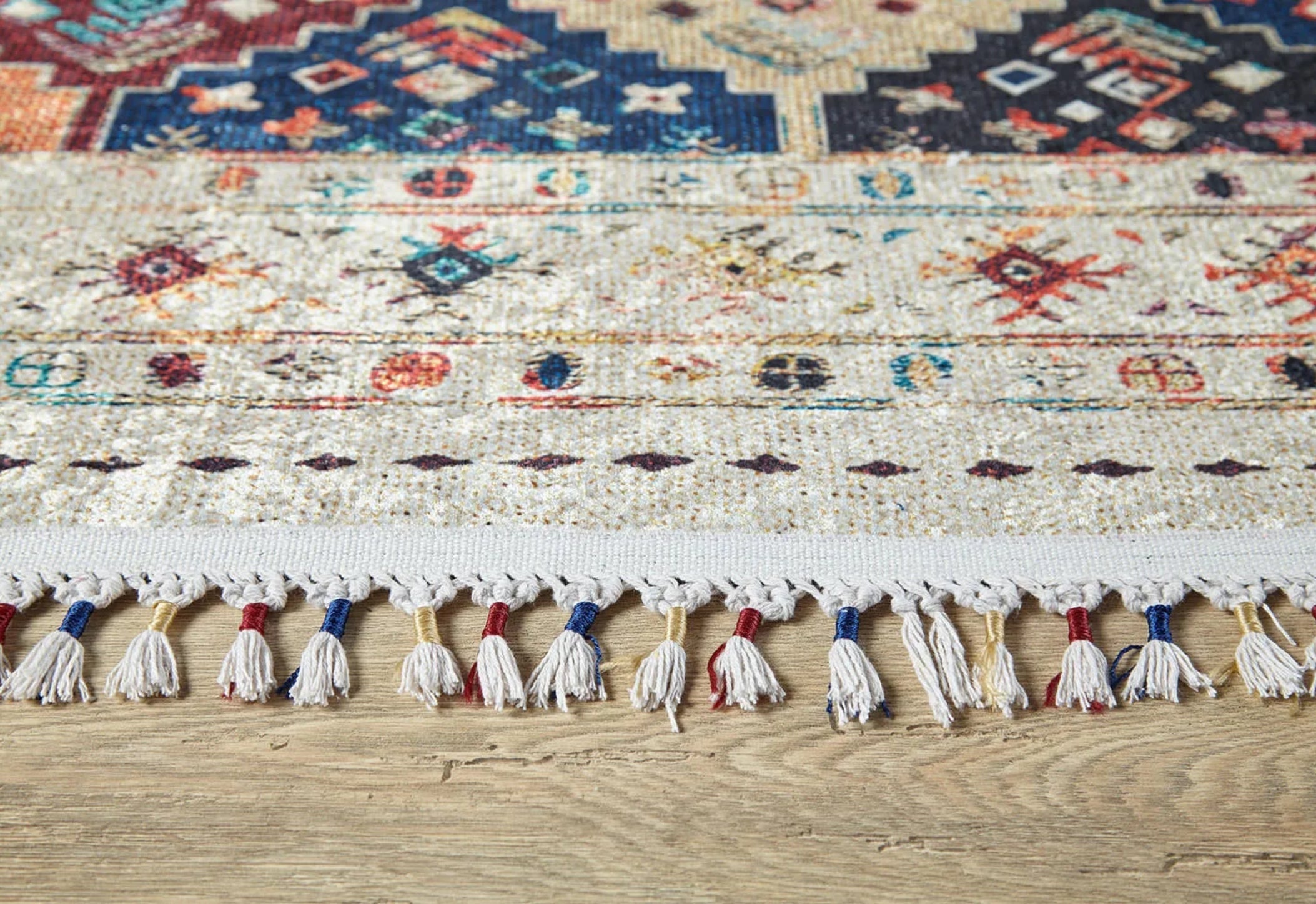 Beige Geometric Area Rug – Digital Print, Non Slip, Antibacterial Carpet for Living Room