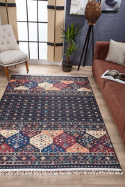 Geometric Area Rug – Black Digital Print Non Slip Stylish Floor Carpet