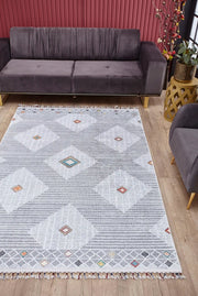 Grey Geometric Area Rug – High Quality Digital Print Rug | Non Slip Carpet