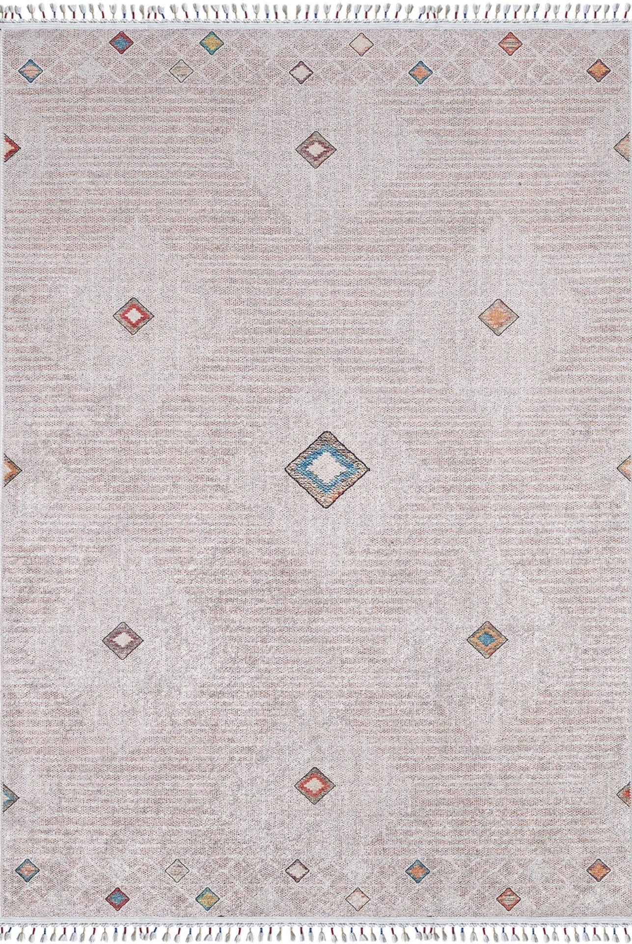 Geometric Area Rug – Cream Digital Print Rug, Antibacterial Non Slip Carpet