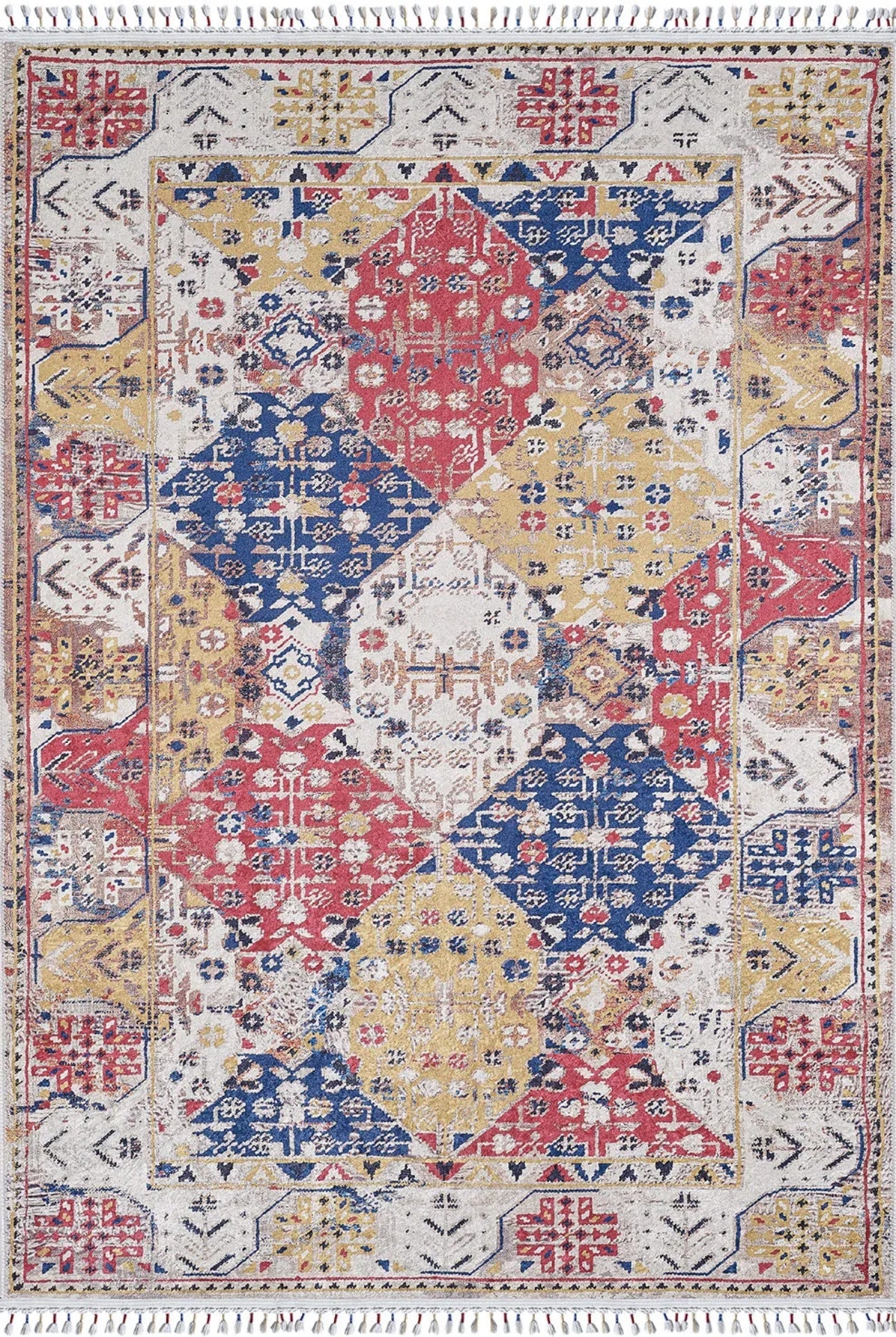 Red Area Rug - Classic Digital Print Carpet | Non Slip, Antibacterial, Washable Floor Covering
