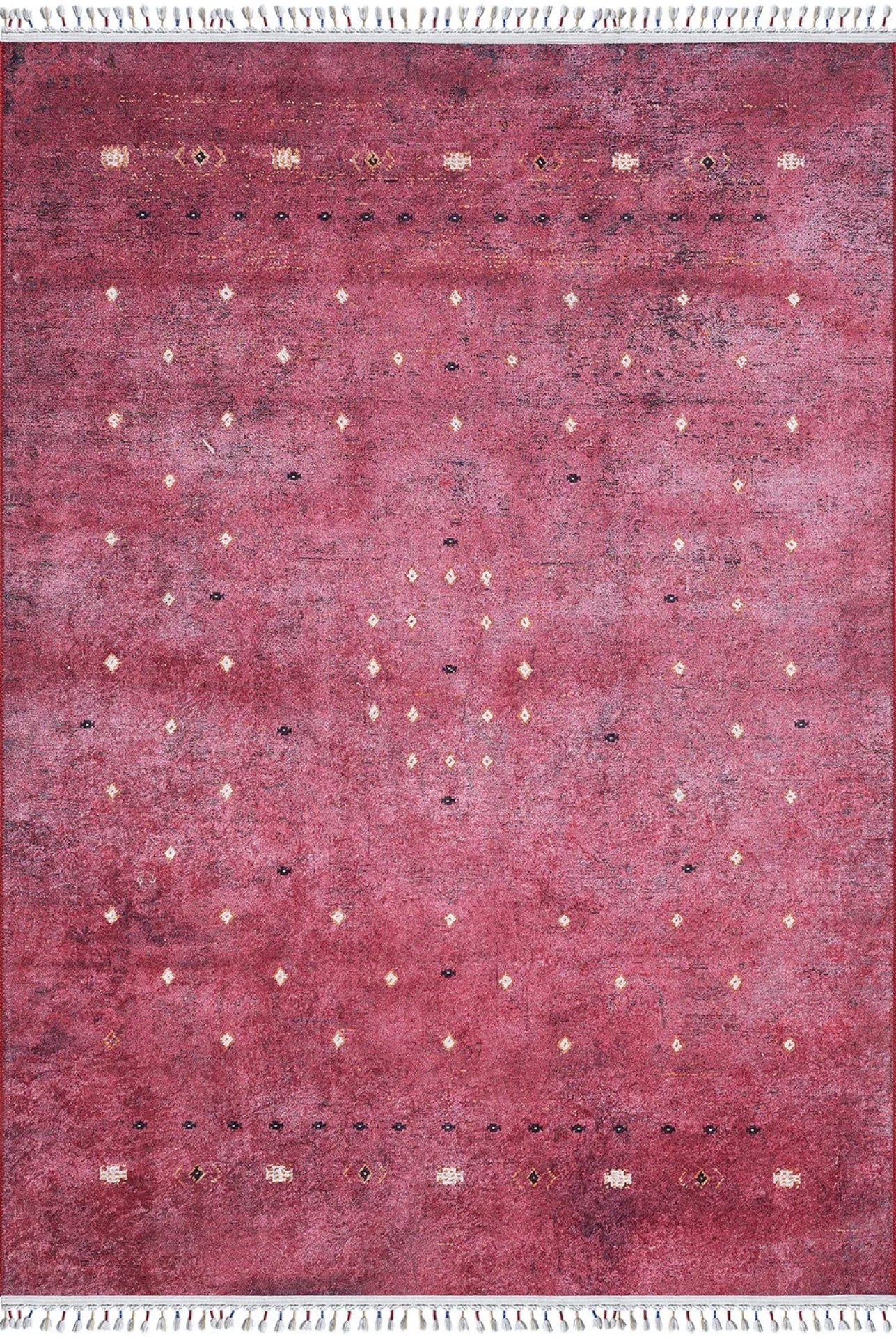 Digital Print Area Rug – Classic Red Non Slip Antibacterial Carpet for Living Room