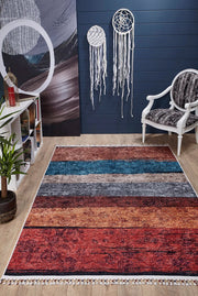 Brown Striped Area Rug – Digital Print Rug | Non Slip, Antibacterial Carpet