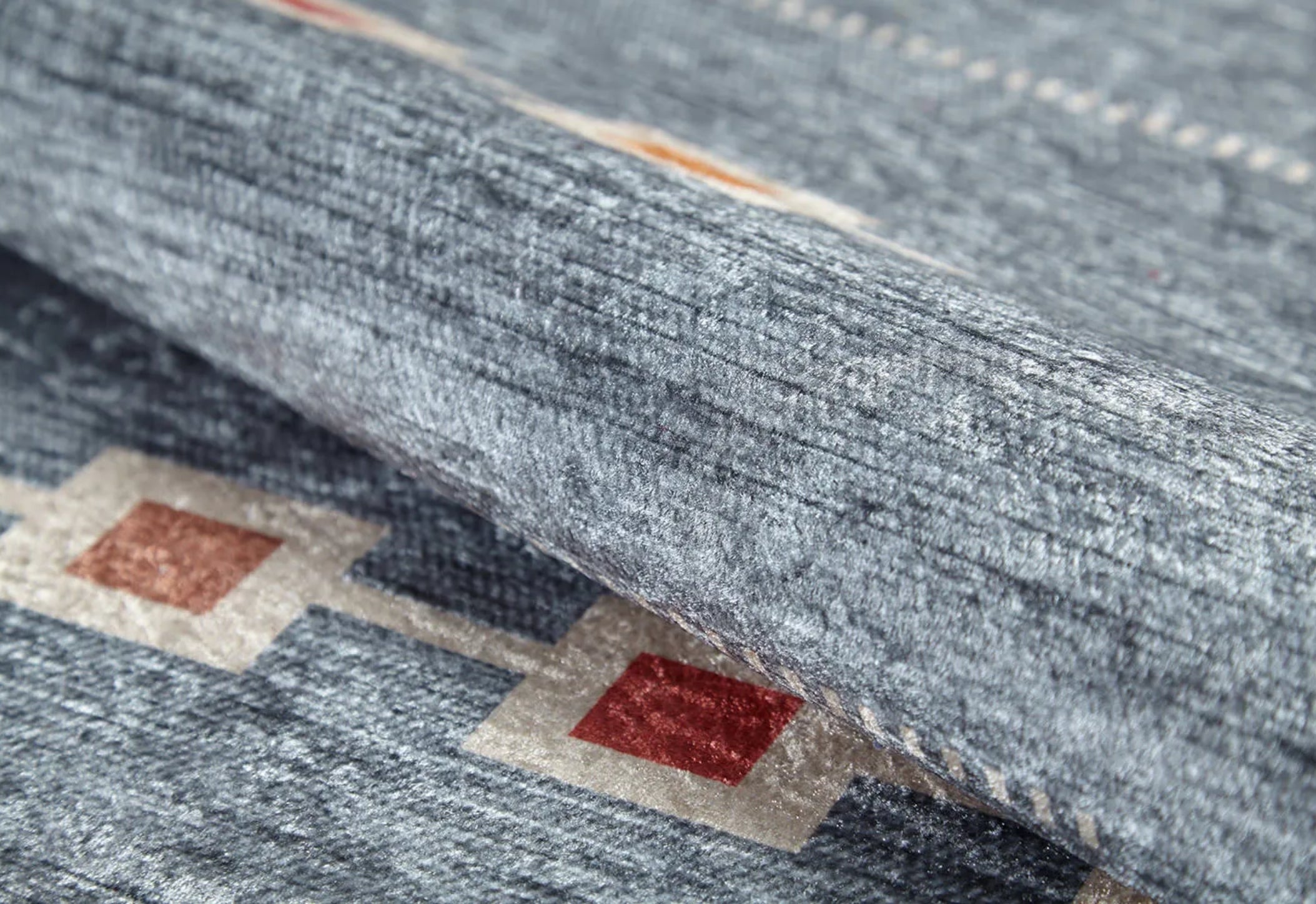 Grey Geometric Area Rug – Digital Print Carpet | Non Slip, Antibacterial, Washable Floor Rug