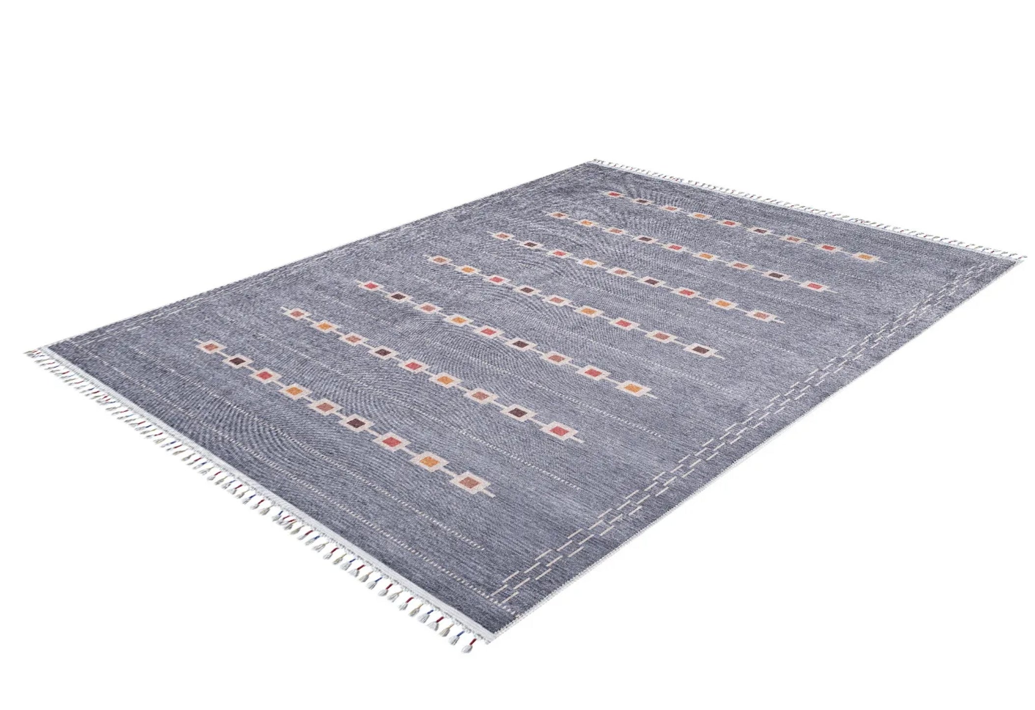 Grey Geometric Area Rug – Digital Print Carpet | Non Slip, Antibacterial, Washable Floor Rug