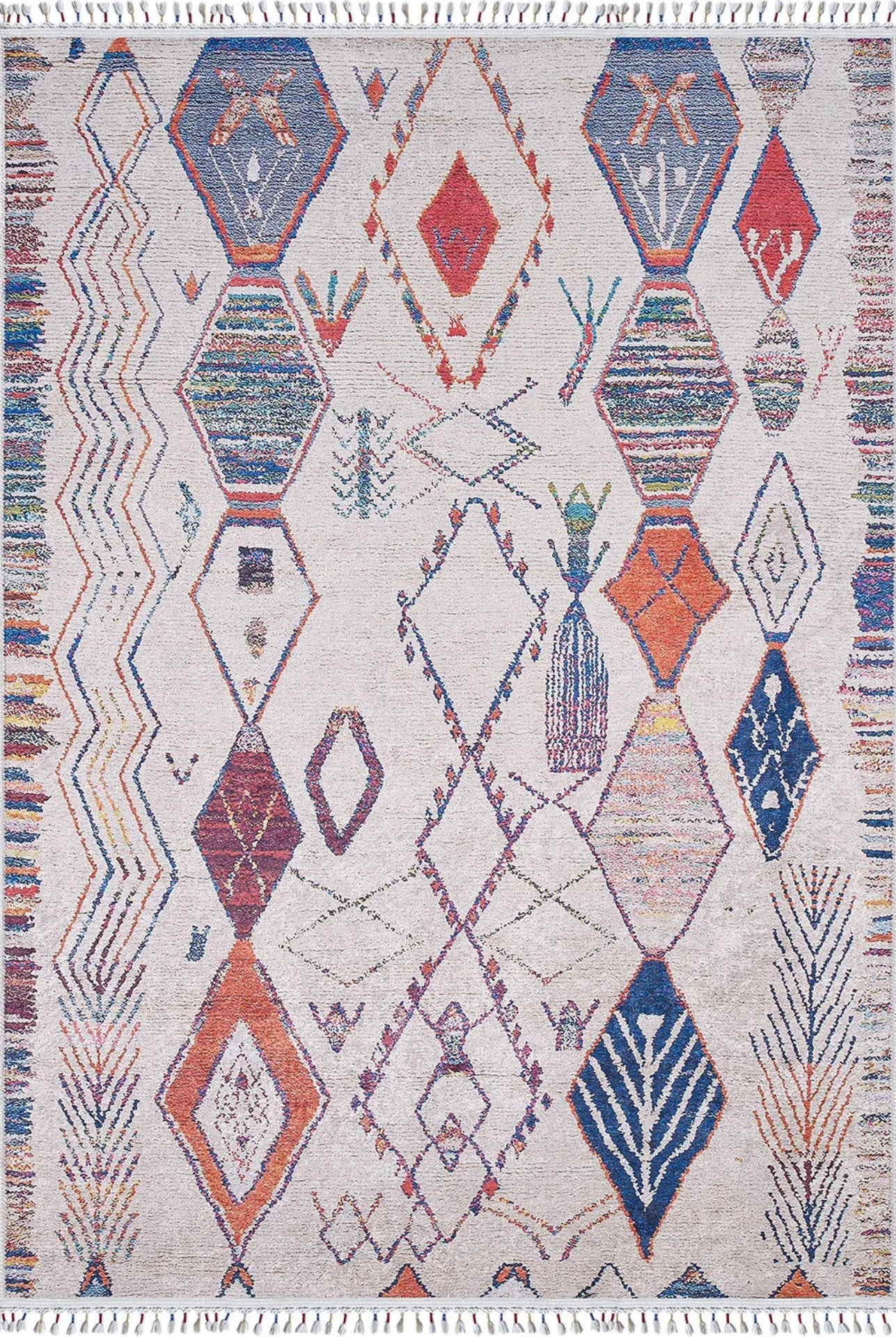 Blue Geometric Area Rug - Digital Print Rug | Non Slip Carpet, Antibacterial, Washable