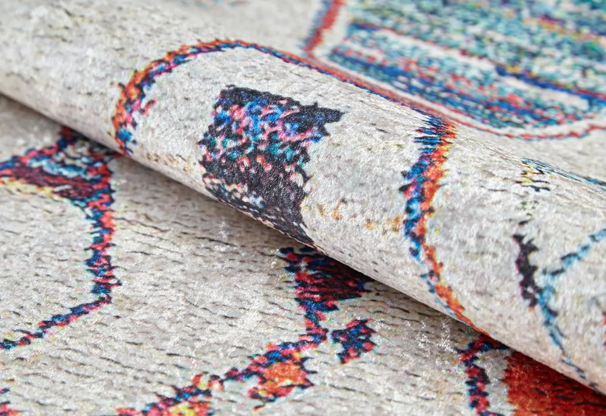 Blue Geometric Area Rug - Digital Print Rug | Non Slip Carpet, Antibacterial, Washable