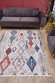 Blue Geometric Area Rug - Digital Print Rug | Non Slip Carpet, Antibacterial, Washable