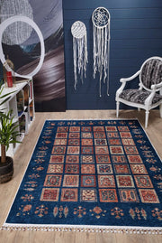 Navy Geometric Area Rug - Digital Print, Non Slip, Antibacterial Carpet