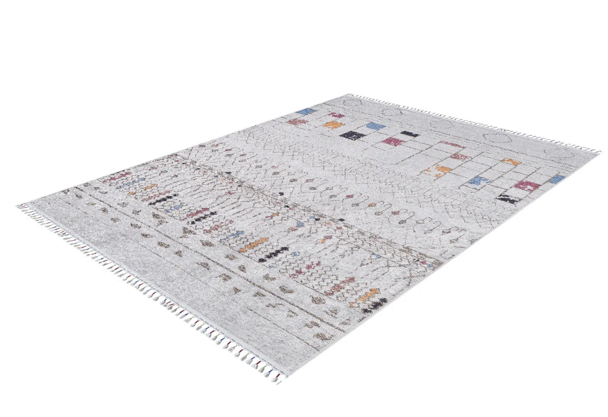 Grey Geometric Area Rug – Non Slip Carpet | Antibacterial Washable Digital Print