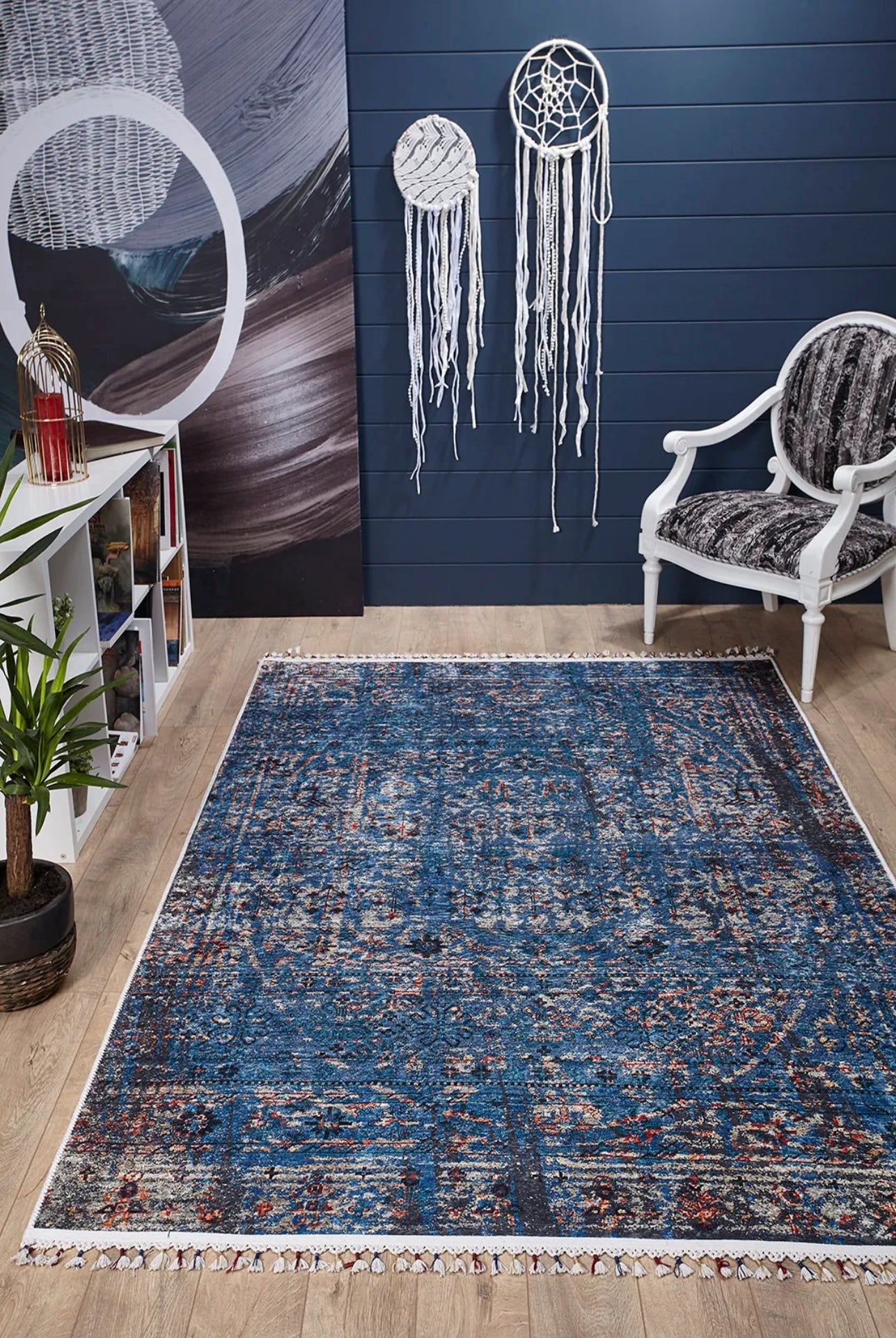 Blue Area Rug – Classic Digital Print Rug with Non Slip, Antibacterial Features