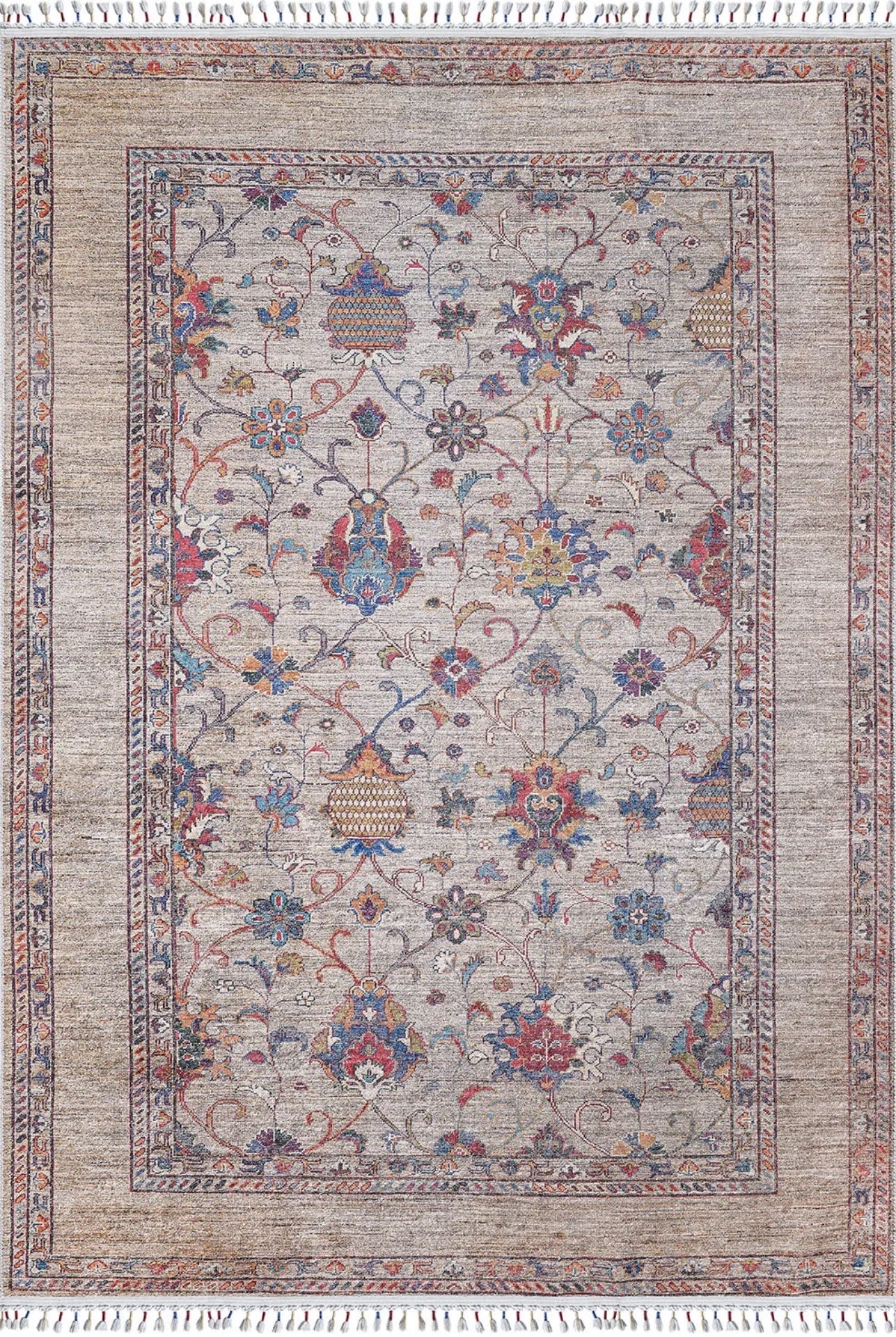 Grey Area Rug – Classic Digital Print Rug with Non Slip Backing & Antibacterial Protection