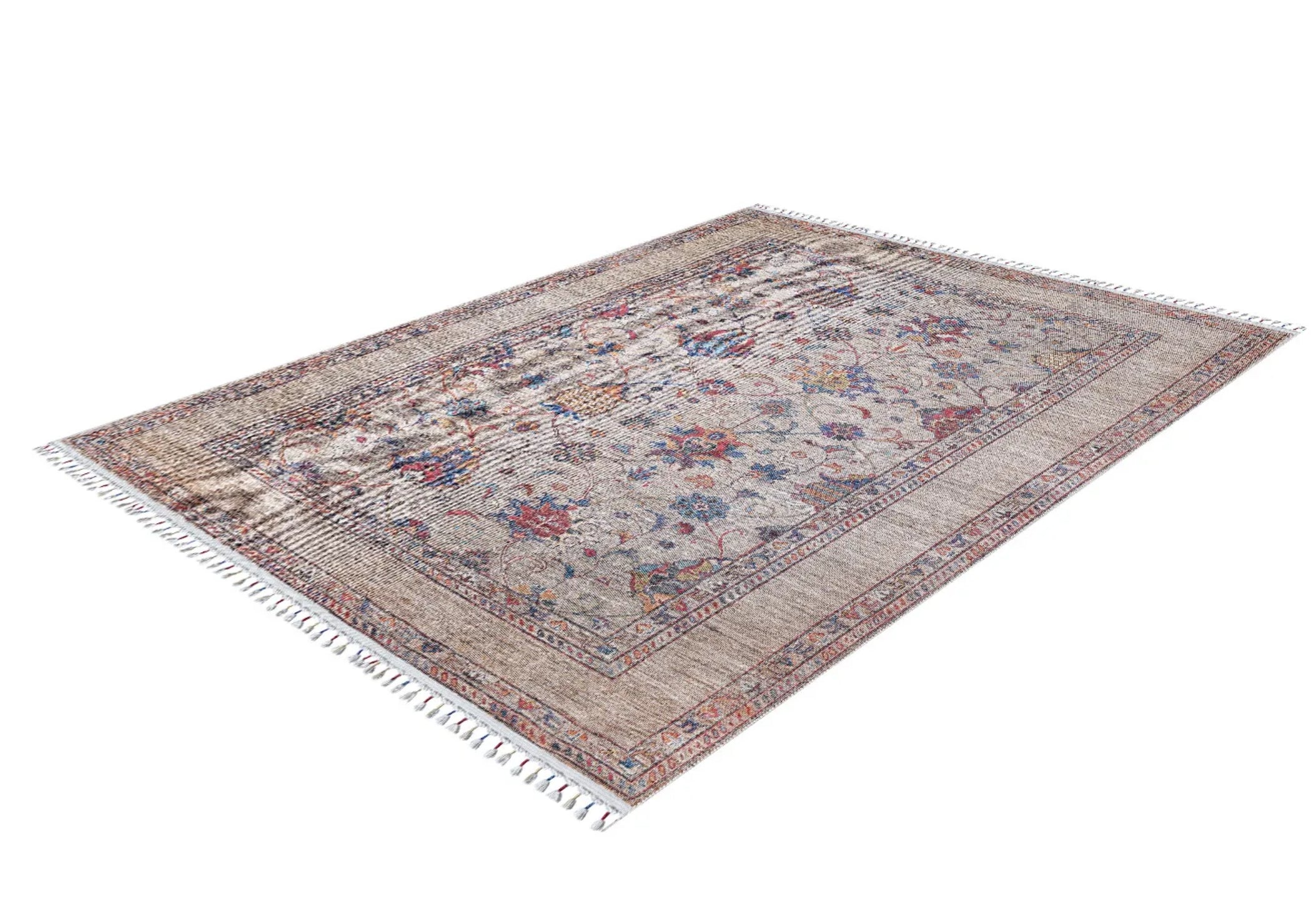Grey Area Rug – Classic Digital Print Rug with Non Slip Backing & Antibacterial Protection
