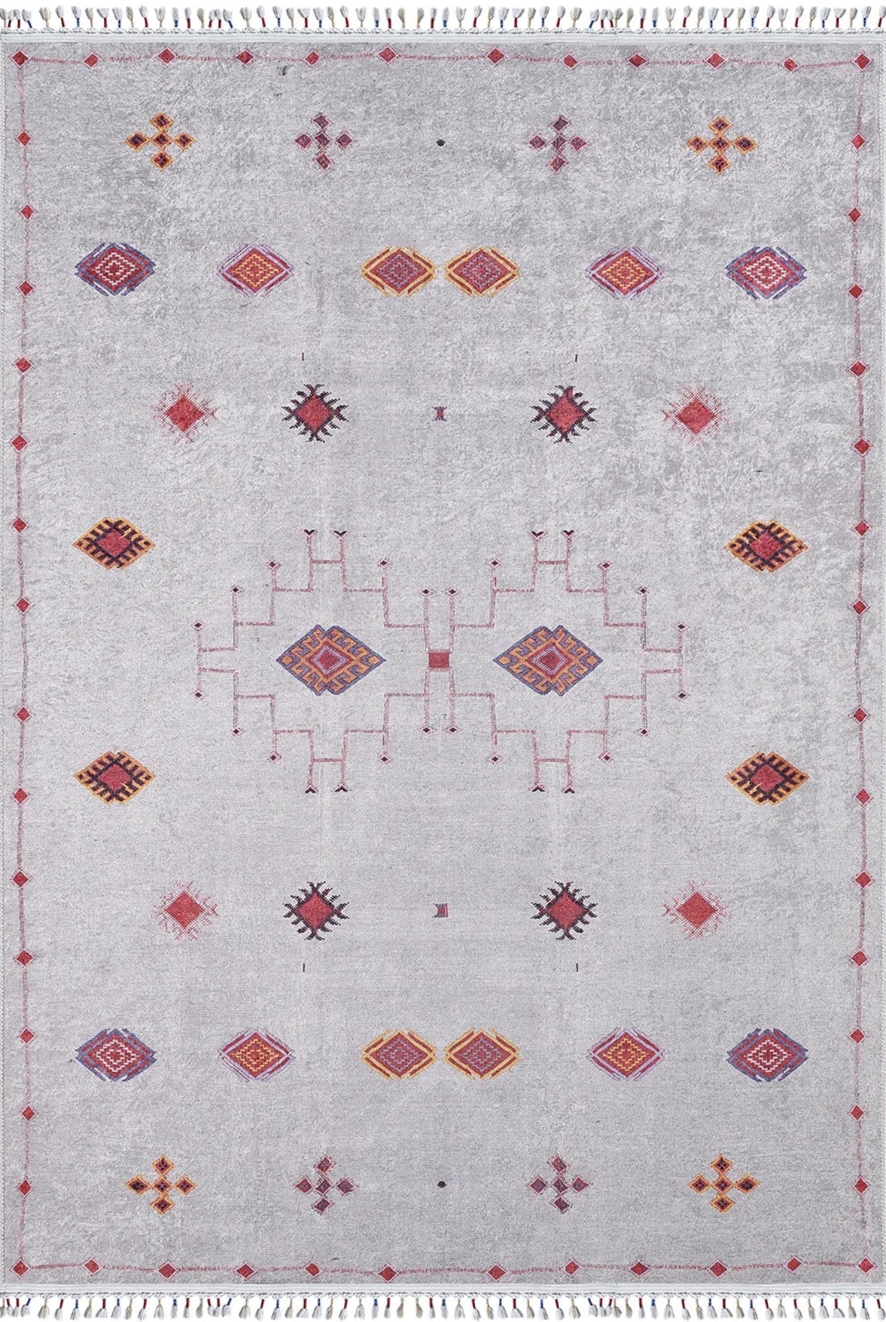 Digital Print Area Rug – Classic Cream Non Slip Carpet for Living Room