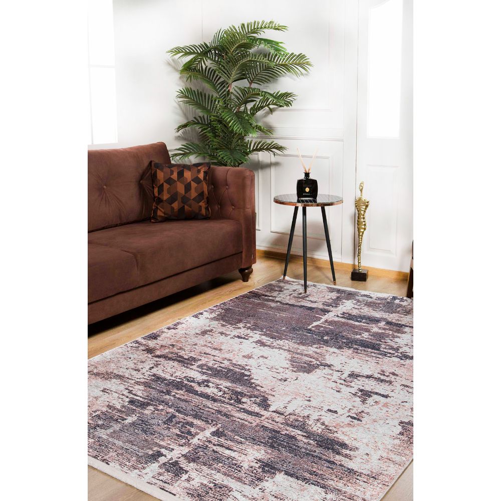 Modern Digital Print Rug – Beige Washable Area Rug With Antibacterial, Non Slip Backing