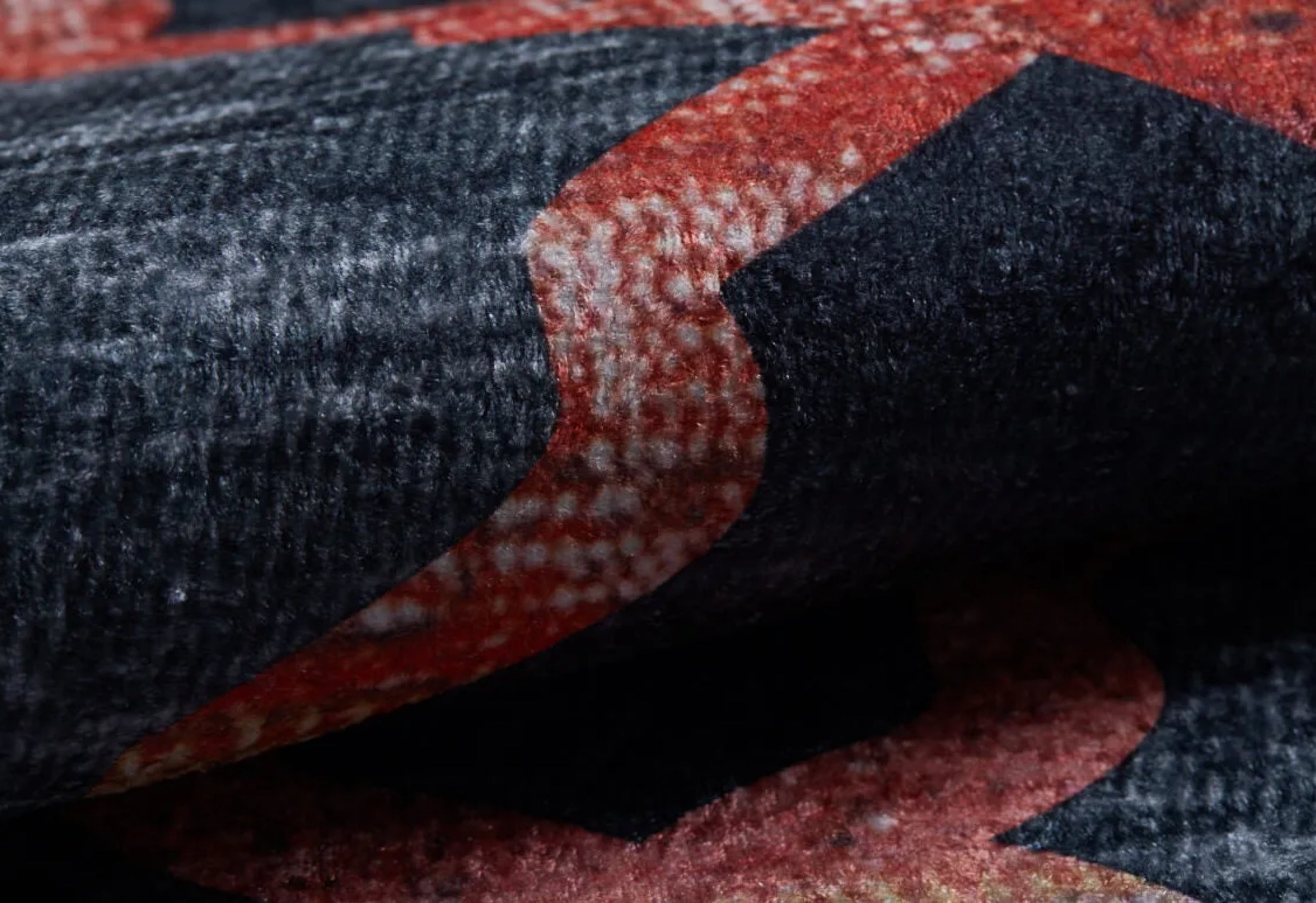 Black Geometric Area Rug - Digital Print Non Slip Washable Carpet for Living Room