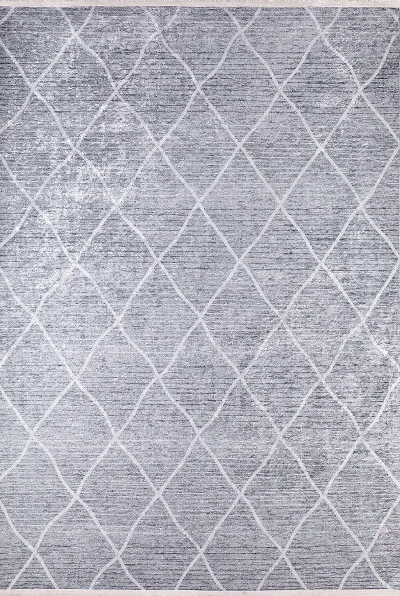 Grey Geometric Area Rug - Digital Print Non Slip Washable Carpet for Living Room
