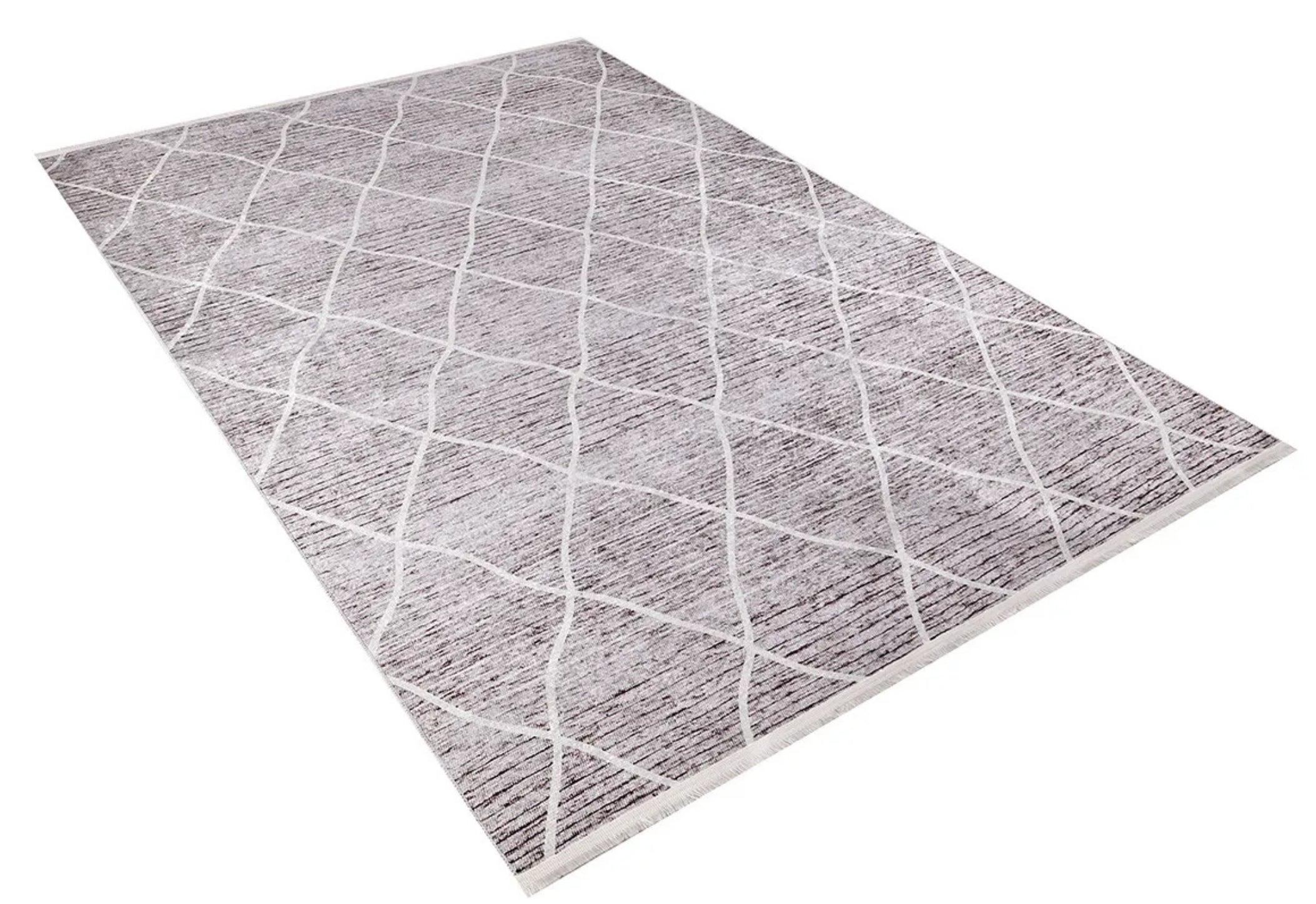 Brown Geometric Area Rug – Digital Print Non Slip Carpet for Living Room