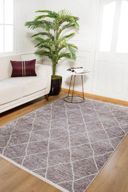 Brown Geometric Area Rug – Digital Print Non Slip Carpet for Living Room