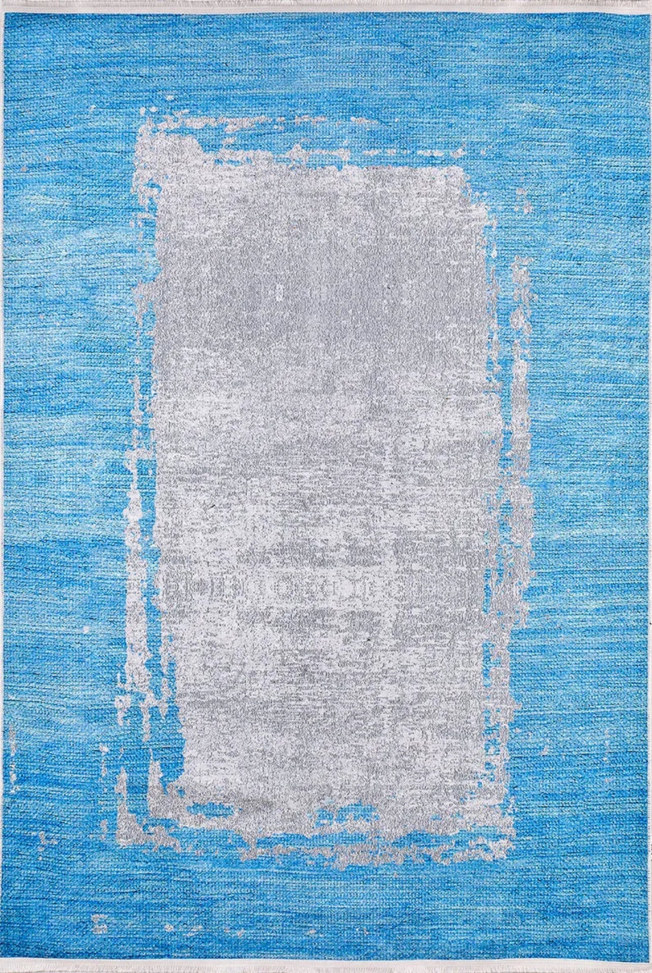 Modern Digital Area Rug – Turquoise Print Carpet, Non Slip Antibacterial Floor Mat