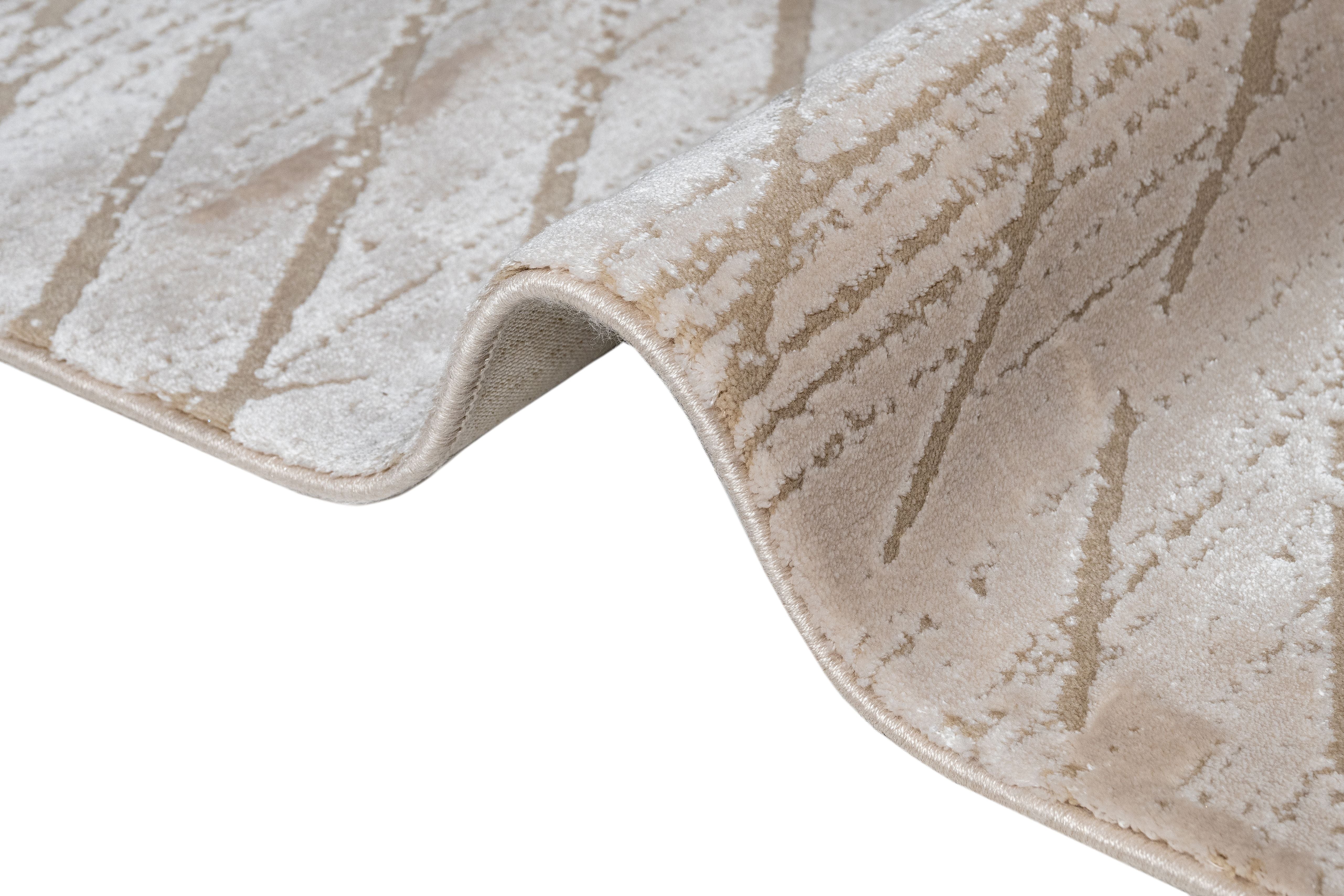 Cotton Area Rug - Modern Beige Machine Made Geometric Floor Carpet by Luxess