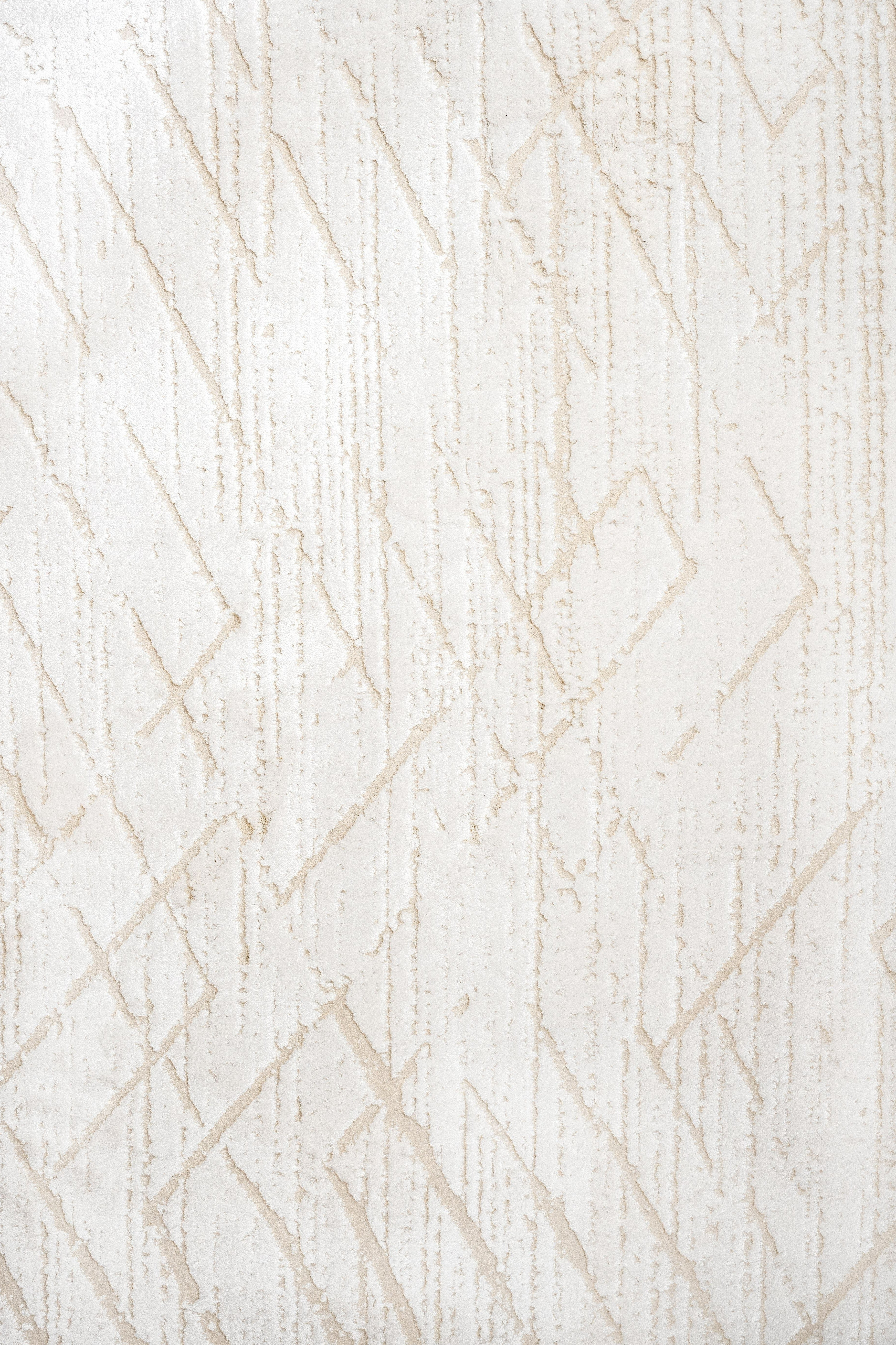 Cotton Area Rug - Modern Cream Machine Made Soft Durable Floor Covering