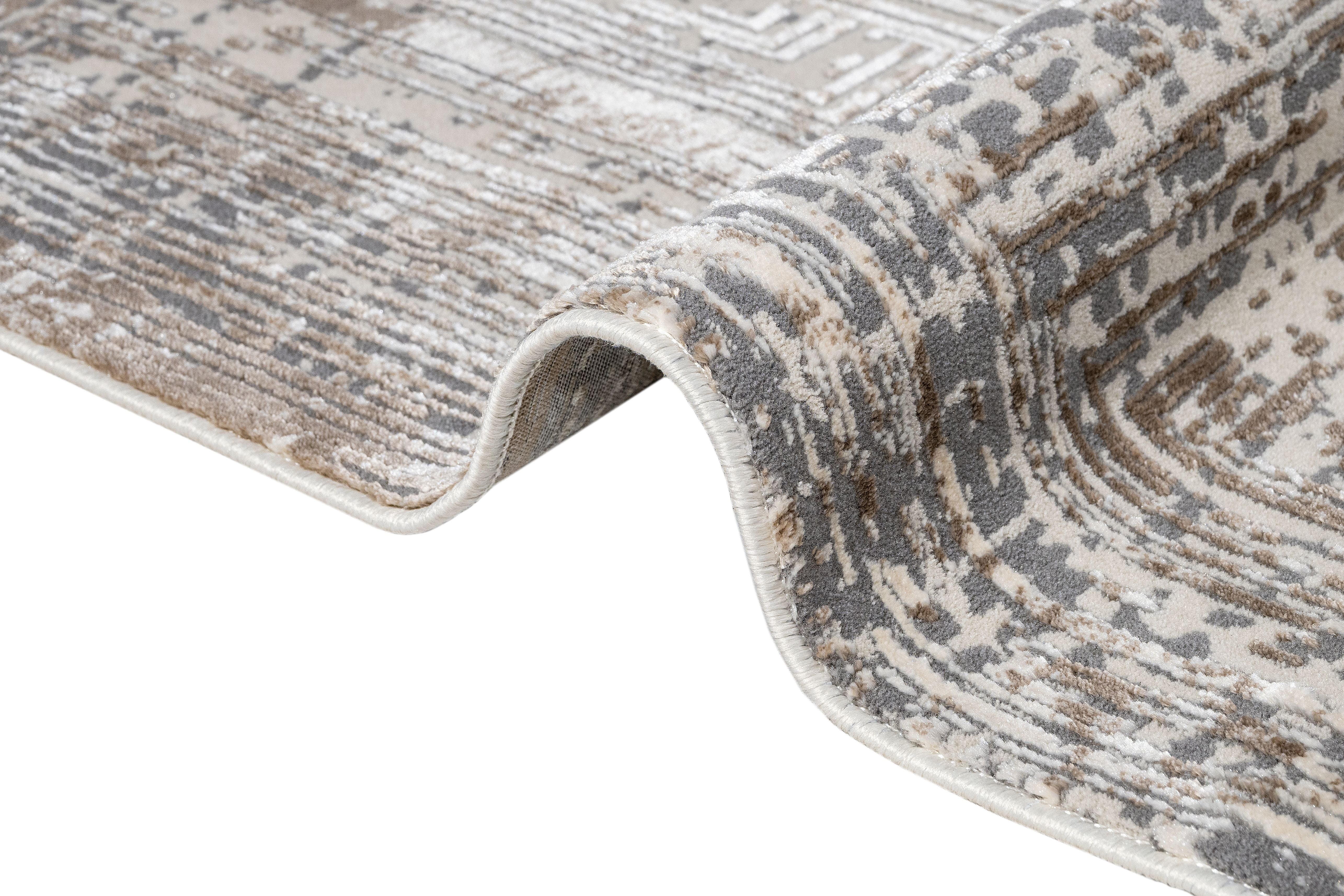 Modern Area Rug – Beige Machine Made Shrink Resistant Polyester Acrylic Rug