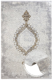 Micropolyester Area Rug – Classic Beige Machine Made Rug With Fringed Edges