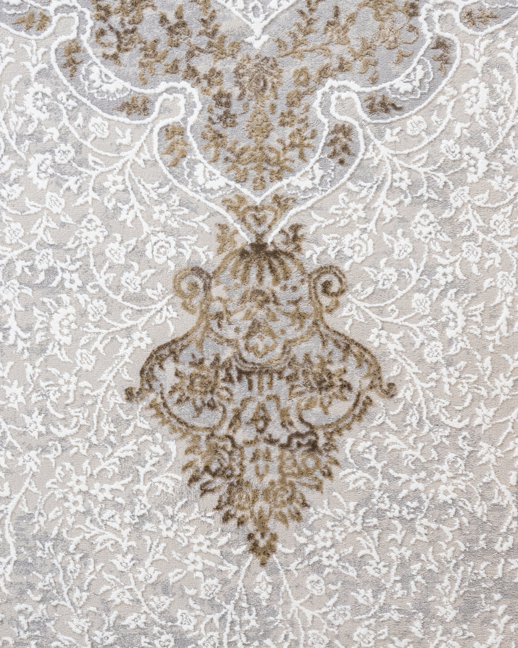 Micropolyester Area Rug – Classic Beige Machine Made Rug With Fringed Edges
