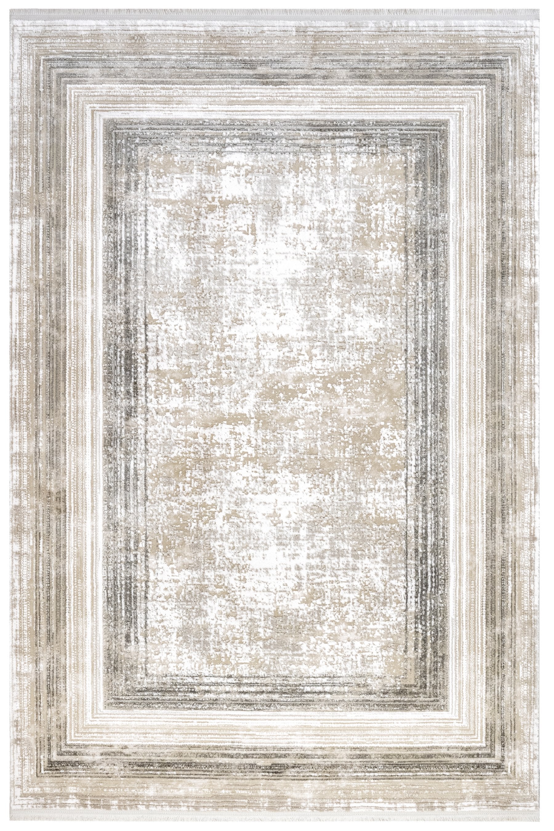 Anthracite Area Rug – Machine Made Rug with Fringed Edge, Non Slip & Washable