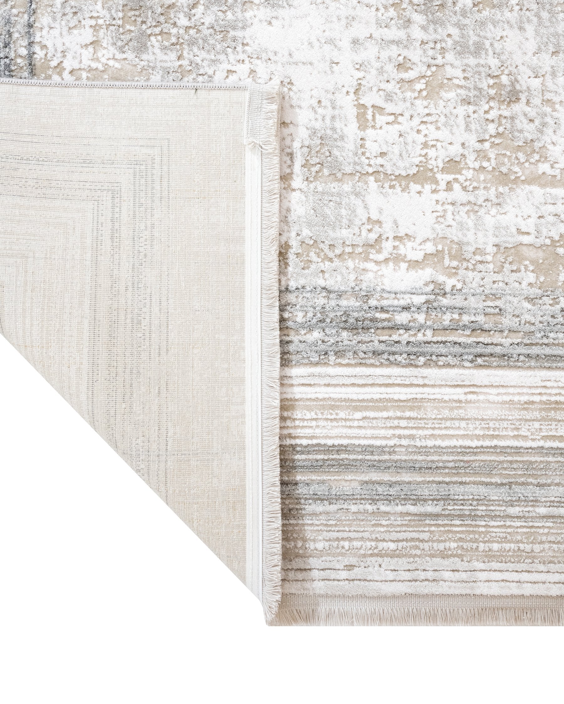 Anthracite Area Rug – Machine Made Rug with Fringed Edge, Non Slip & Washable