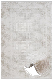 Cream Area Rug - Machine Made Rug with Fringed Edge Carpet for Living Room