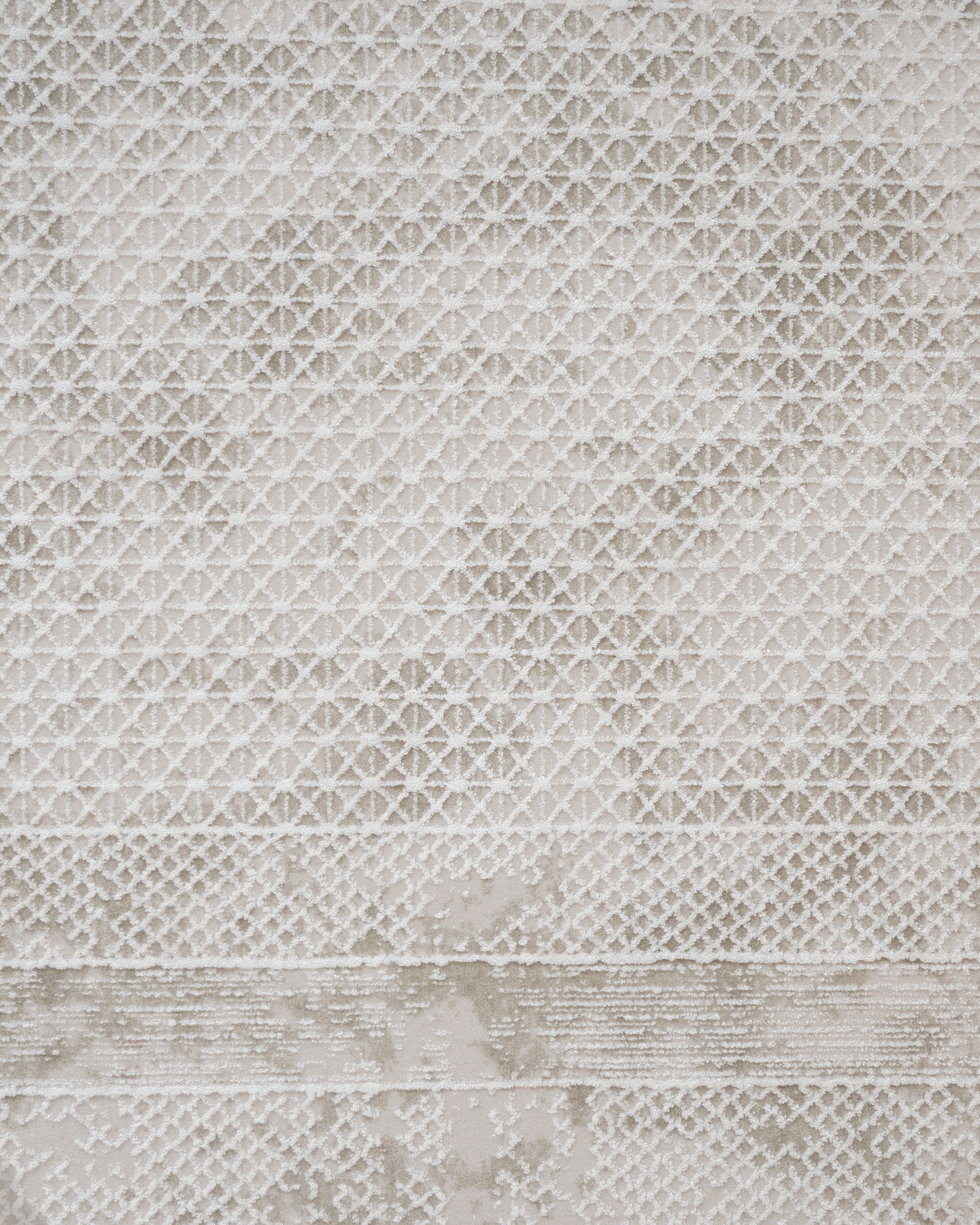 Cream Area Rug - Machine Made Rug with Fringed Edge Carpet for Living Room