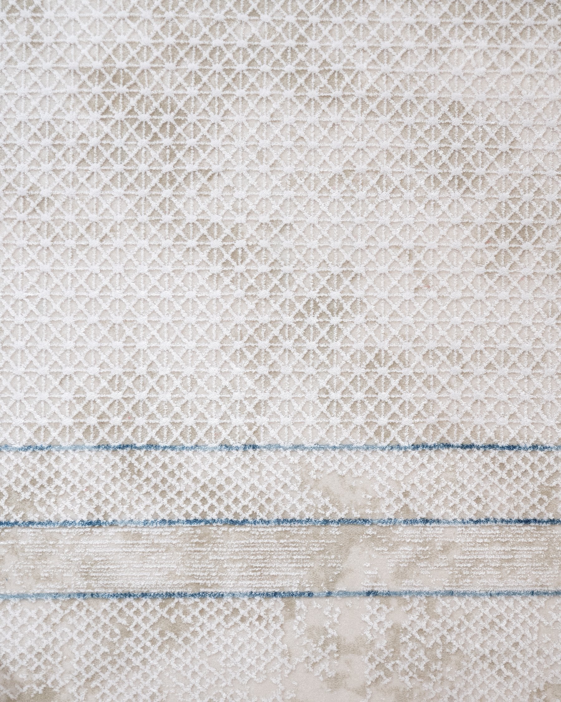 Blue Area Rug – Machine Made Rug with Fringed Edge Carpet for Living Room