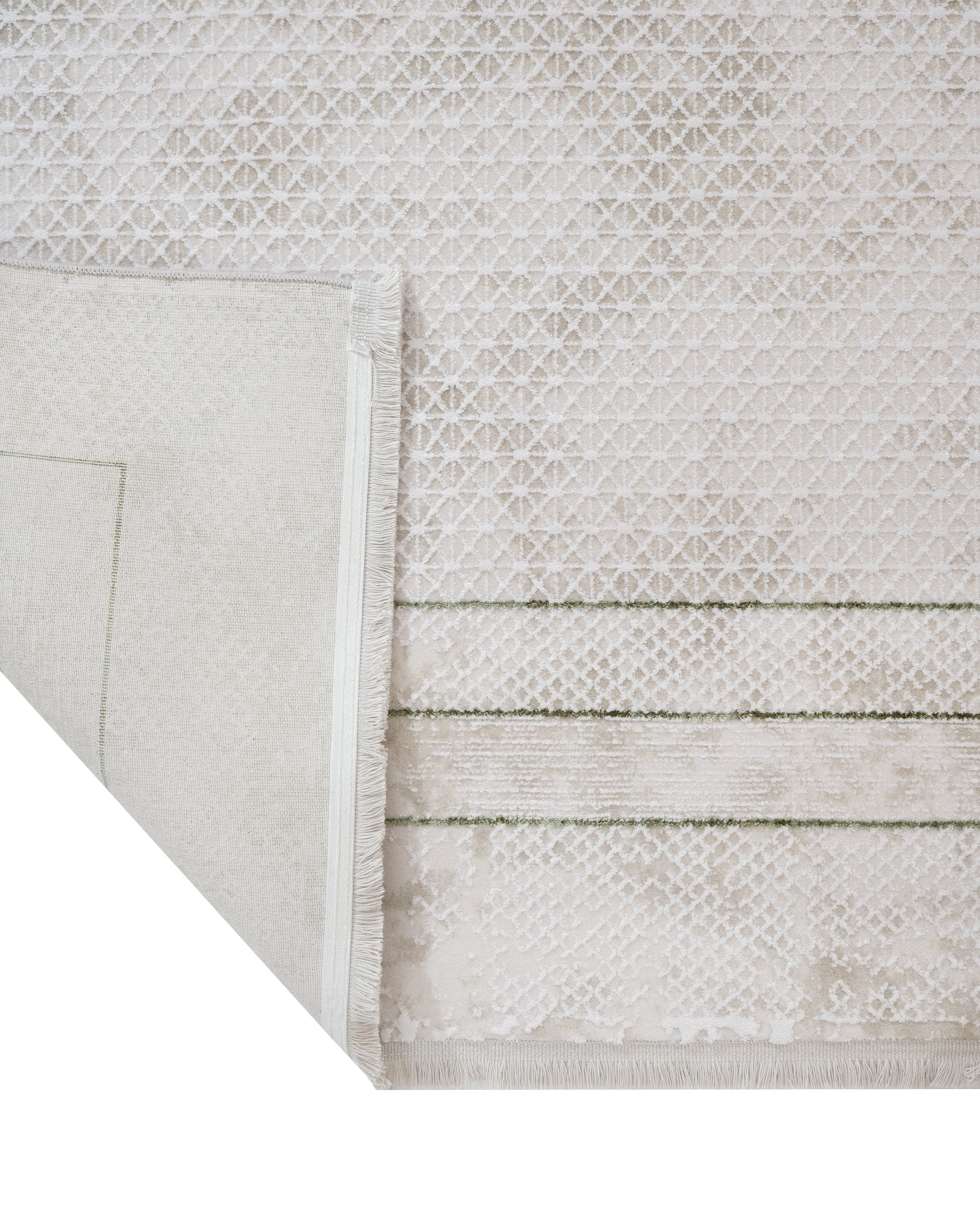 Green Area Rug – Machine Made Acrylic Carpet With Fringed Edge For Living Room