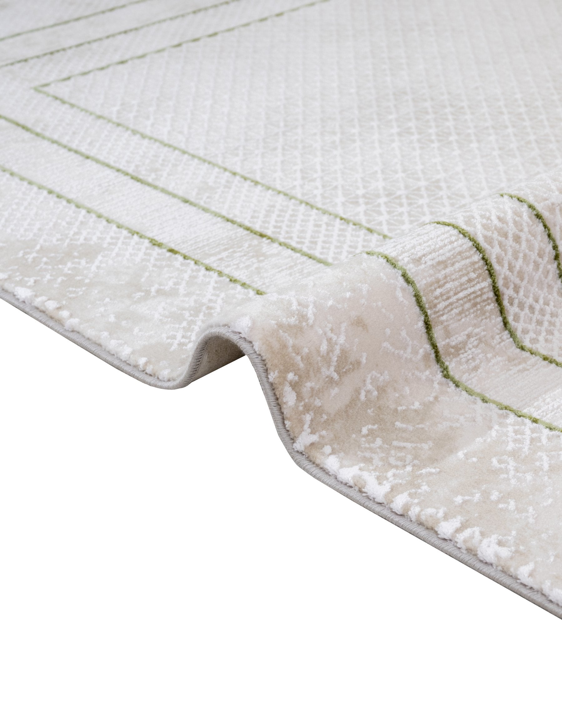 Green Area Rug – Machine Made Acrylic Carpet With Fringed Edge For Living Room