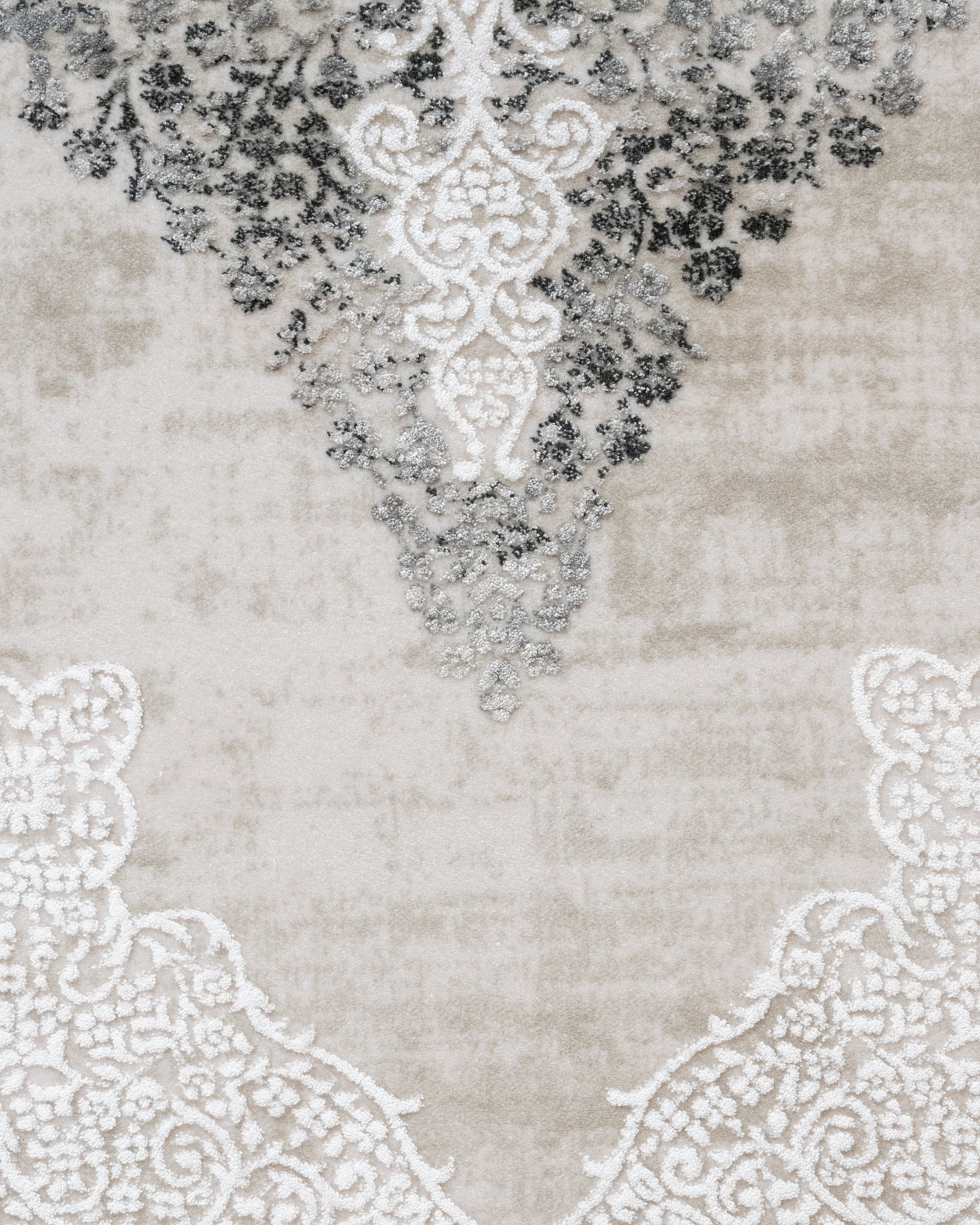 Classic Area Rug – Anthracite Machine Made Rug with Fringed Edges for Living Room